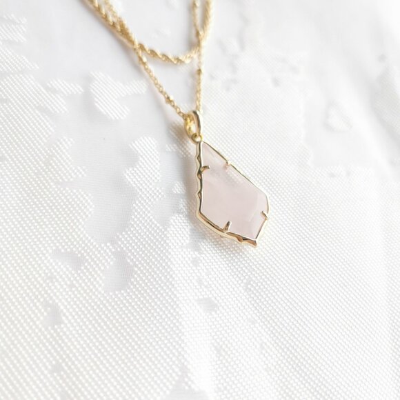 Kendra Scott Faceted Alex Gold Convertible Necklace Rose Quartz - Picture 2 of 4